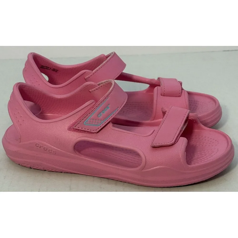 Crocs Youth Sz4 Swiftwater River Expedition PINK  Slip-On Hook Loop Water Sandal